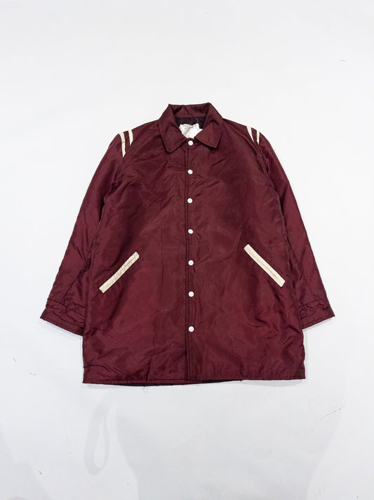 1980s Burgundy Nylon Varsity Coat | L