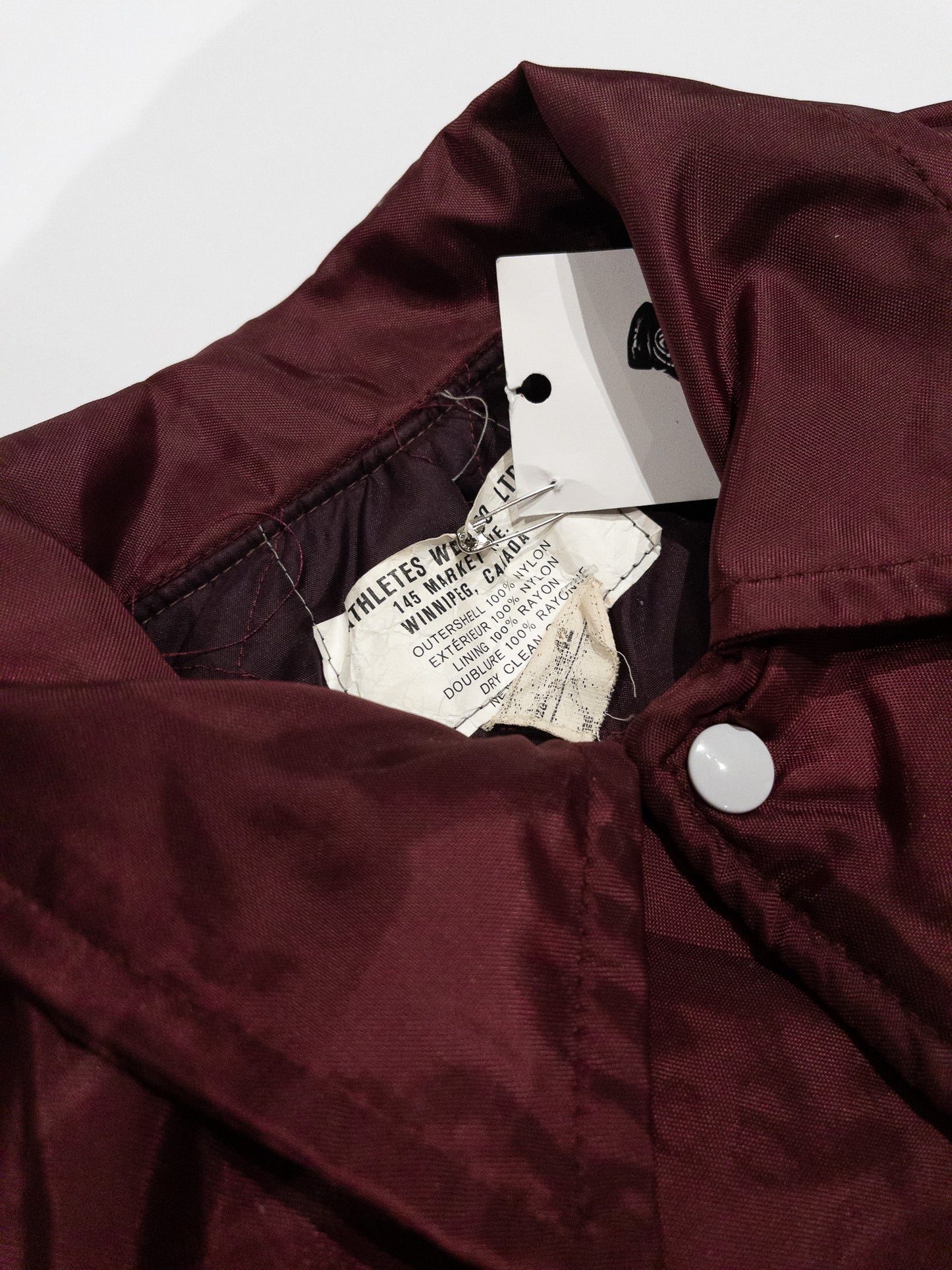 1980s Burgundy Nylon Varsity Coat | L