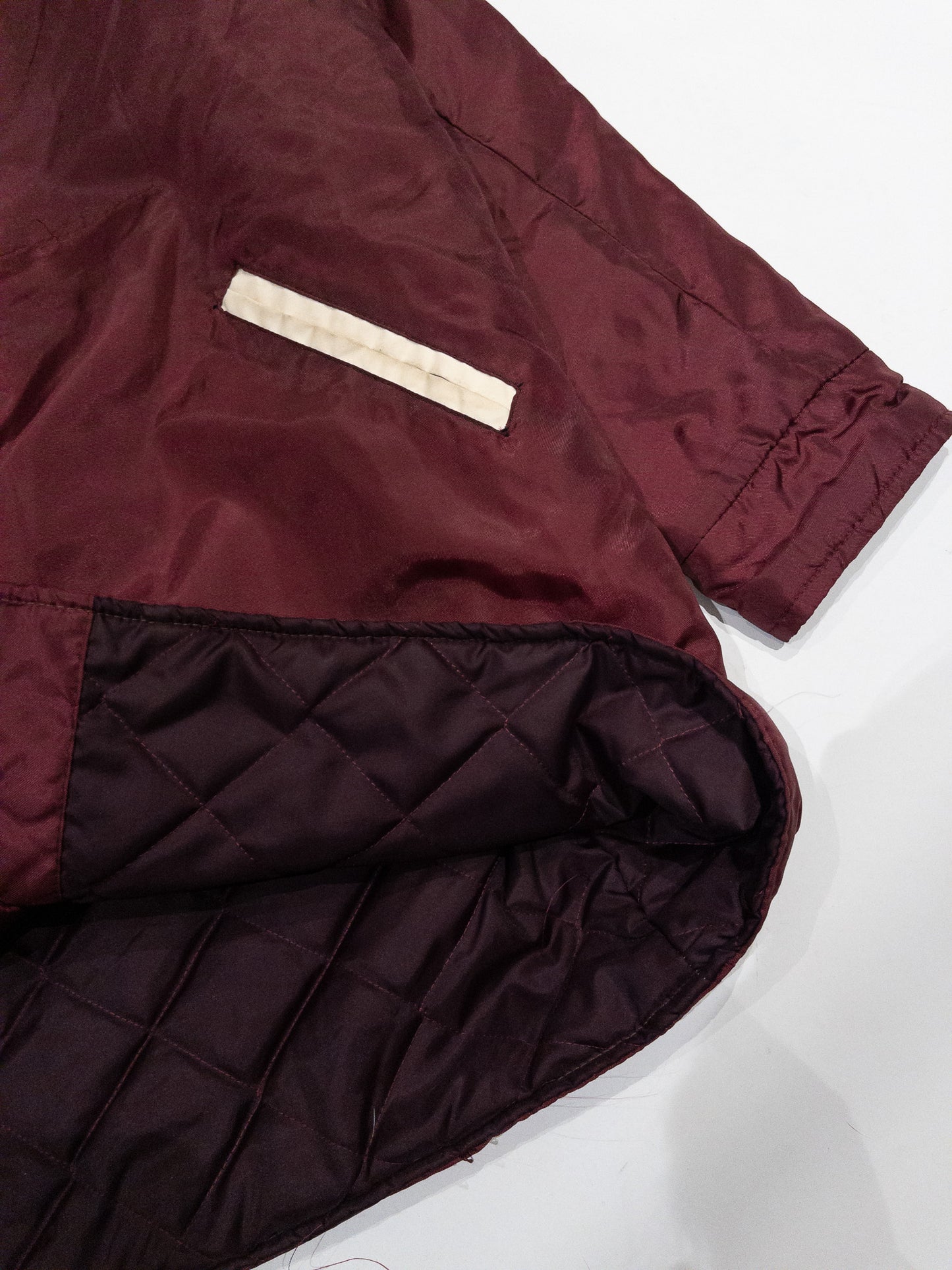 1980s Burgundy Nylon Varsity Coat | L