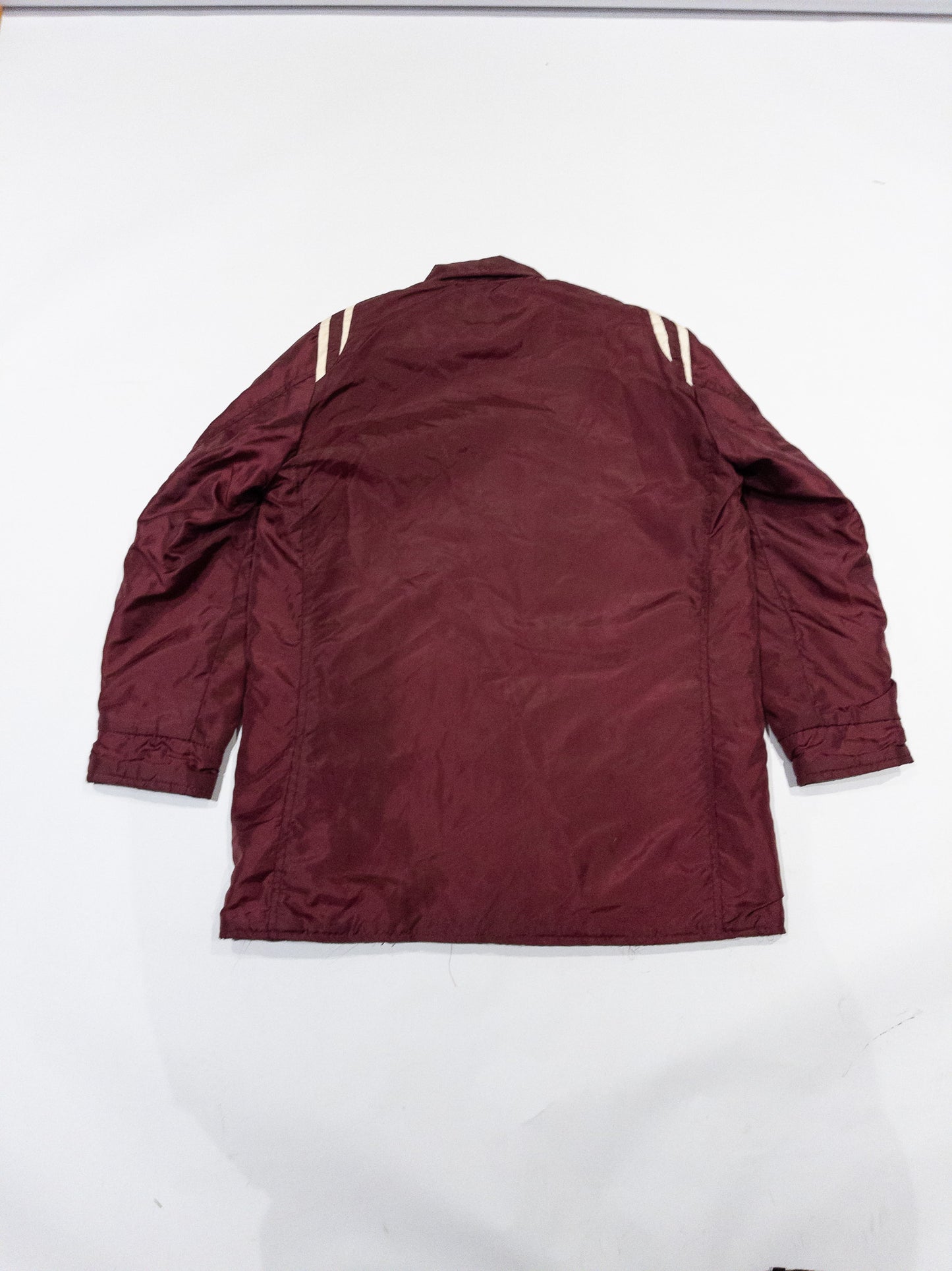 1980s Burgundy Nylon Varsity Coat | L